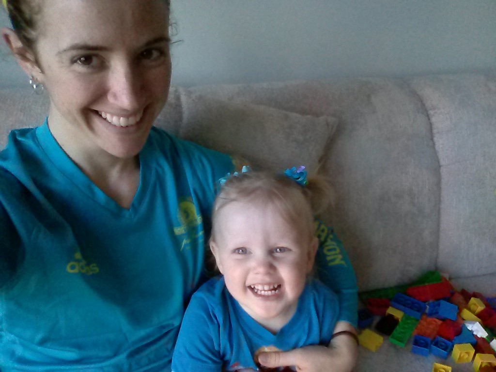 A and me in our Boston blue for #chicagolovesboston and #bostonstrong