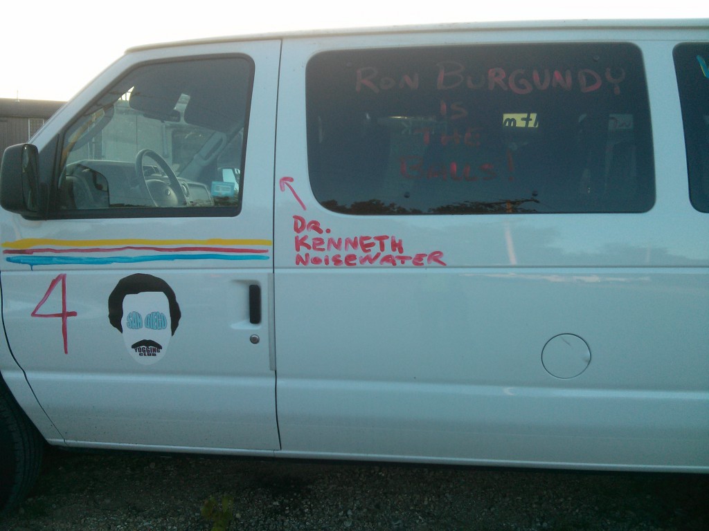 Our beloved van; enjoy the Anchorman references.