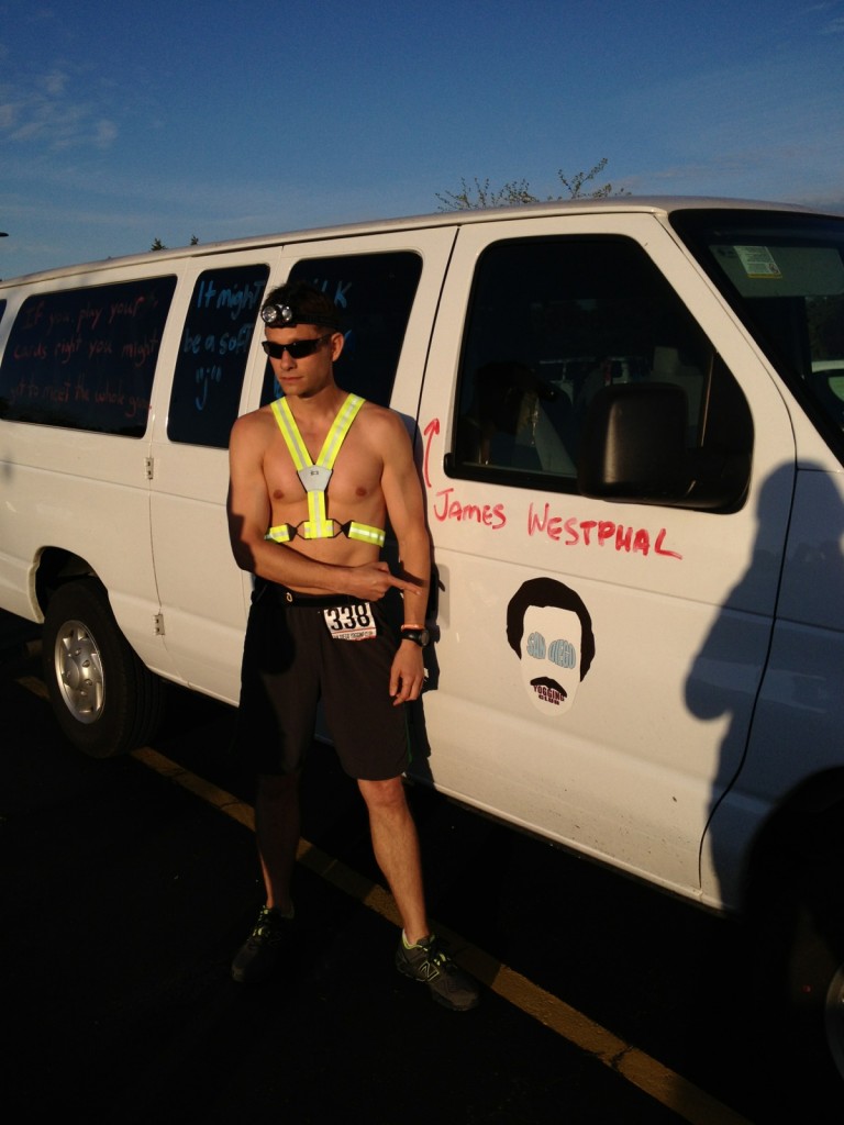 Safety first for Casey who, like Justin, still had to wear all the required safety gear for leg #3 since he started before the 6:30 cutoff
