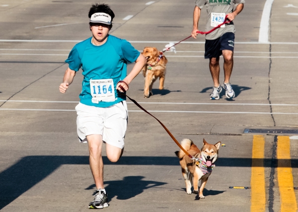 Not only is he fast, but he can also outrun his dog!