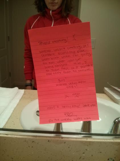 the jibbery-jabbery note I left C in the morning