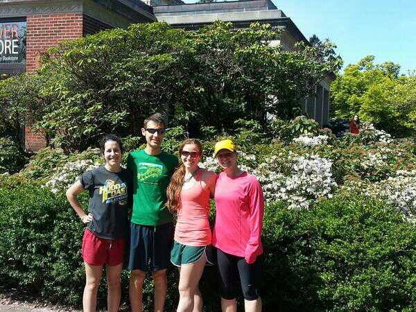 with Kelly (yellow hat) and Austin (only dude in the pic) in Corvallis, OR, before Eugene '13. This was the last time I saw Kelly!