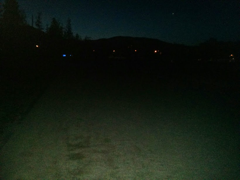 if you don't care, then you don't run around an oval in the dark. note: this is what it looked like as I was leaving.