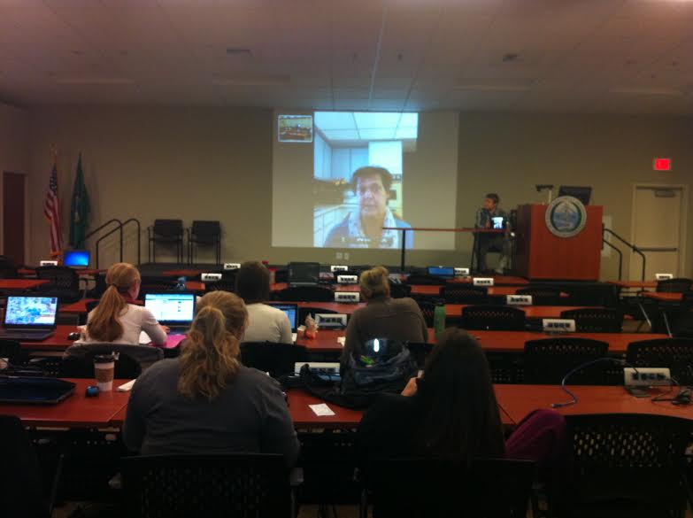 from Traci's med school, where they videoed her mother into class to talk about life with a blood cancer from the patient point of view. (cred: Traci)