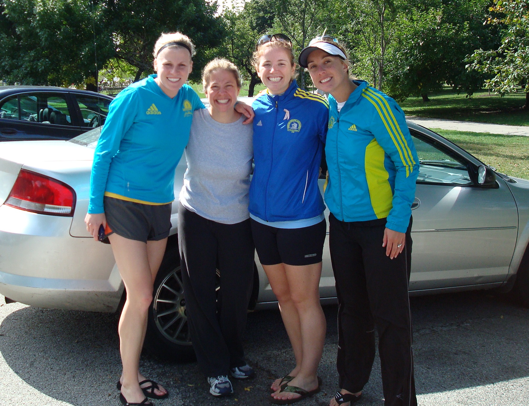 I totally subjected these gals (plus John, not pictured) to endless texts declaring my elation for posting mileage postpartum. Training buddies FTW.