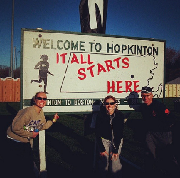 with John and Stacey in Hopkinton before the start of Boston '10