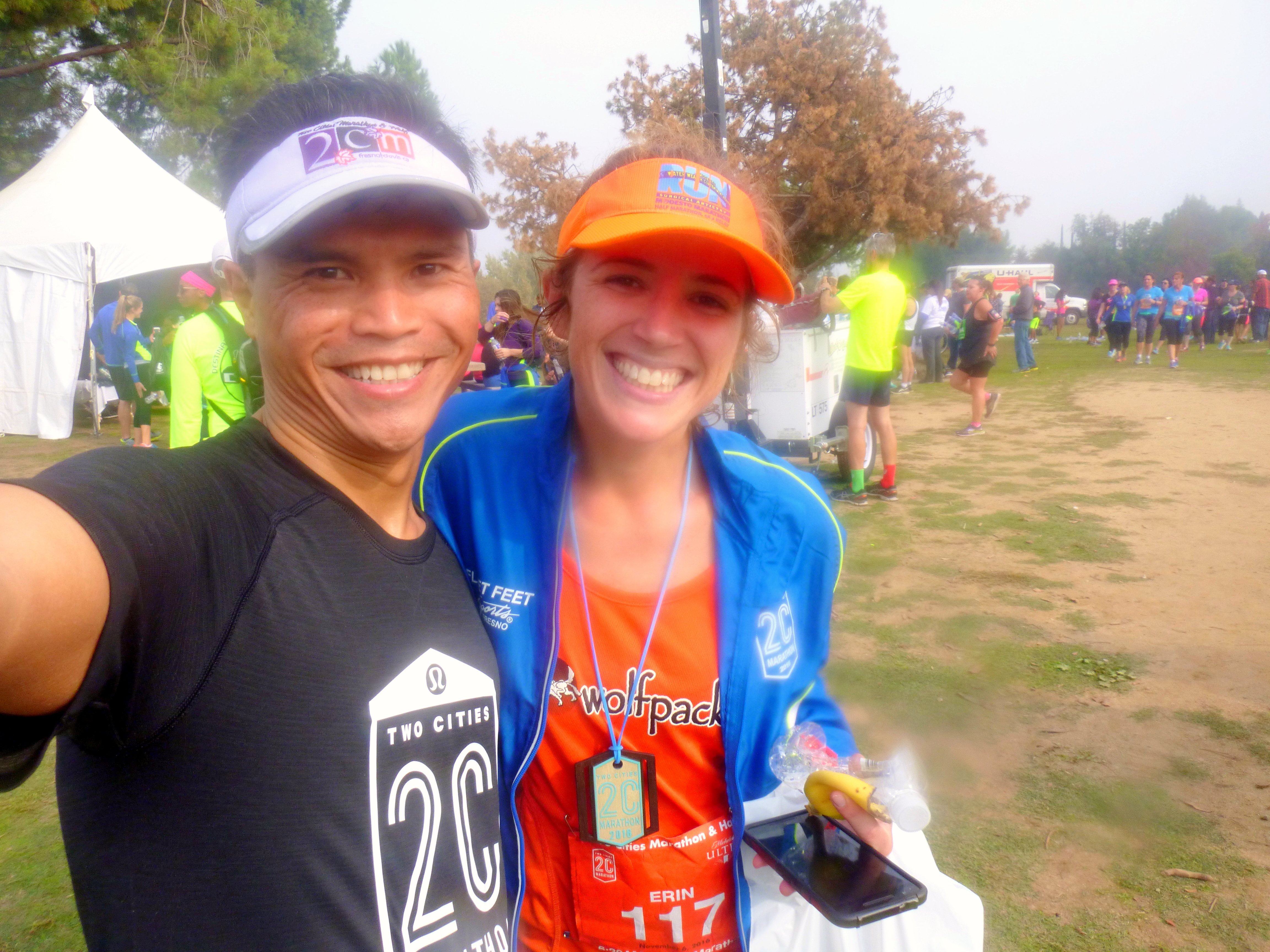 Linh and his wife, Amy, are awesome. He paced the 3:43 marathoners and she the 2:20 Clovis HMers. PC: Linh