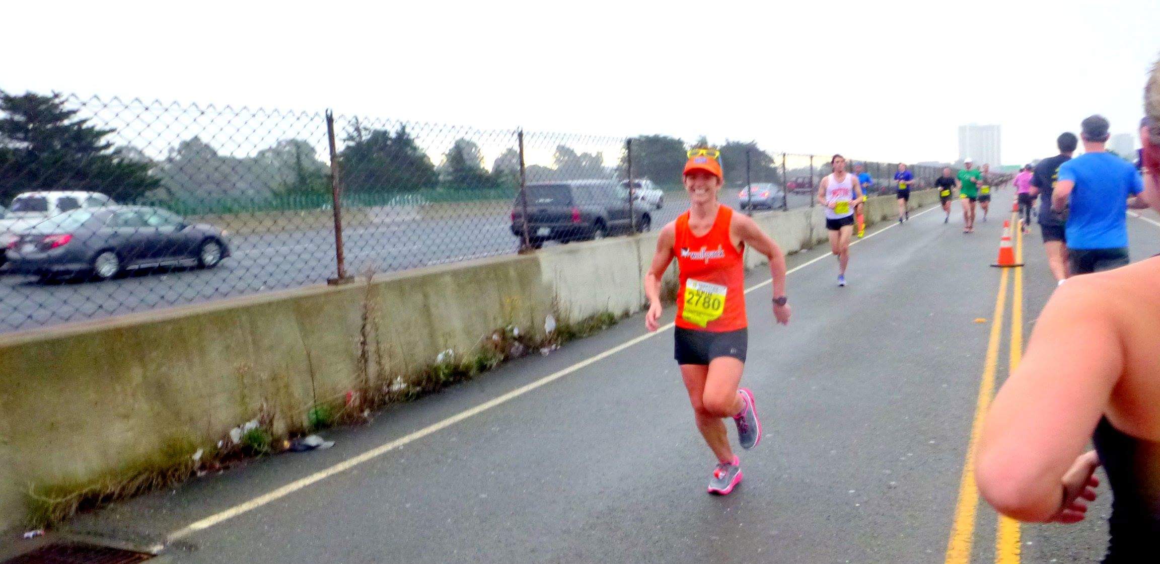 on the "back" portion of the baytrail frontage road, saying hi to Linh, who was pacing 1:45 (PC: Linh)